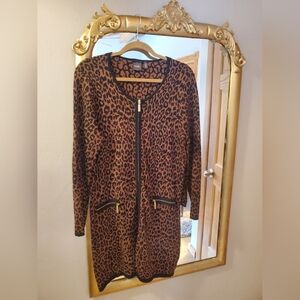Rafella Leopard Print Long Cardigan